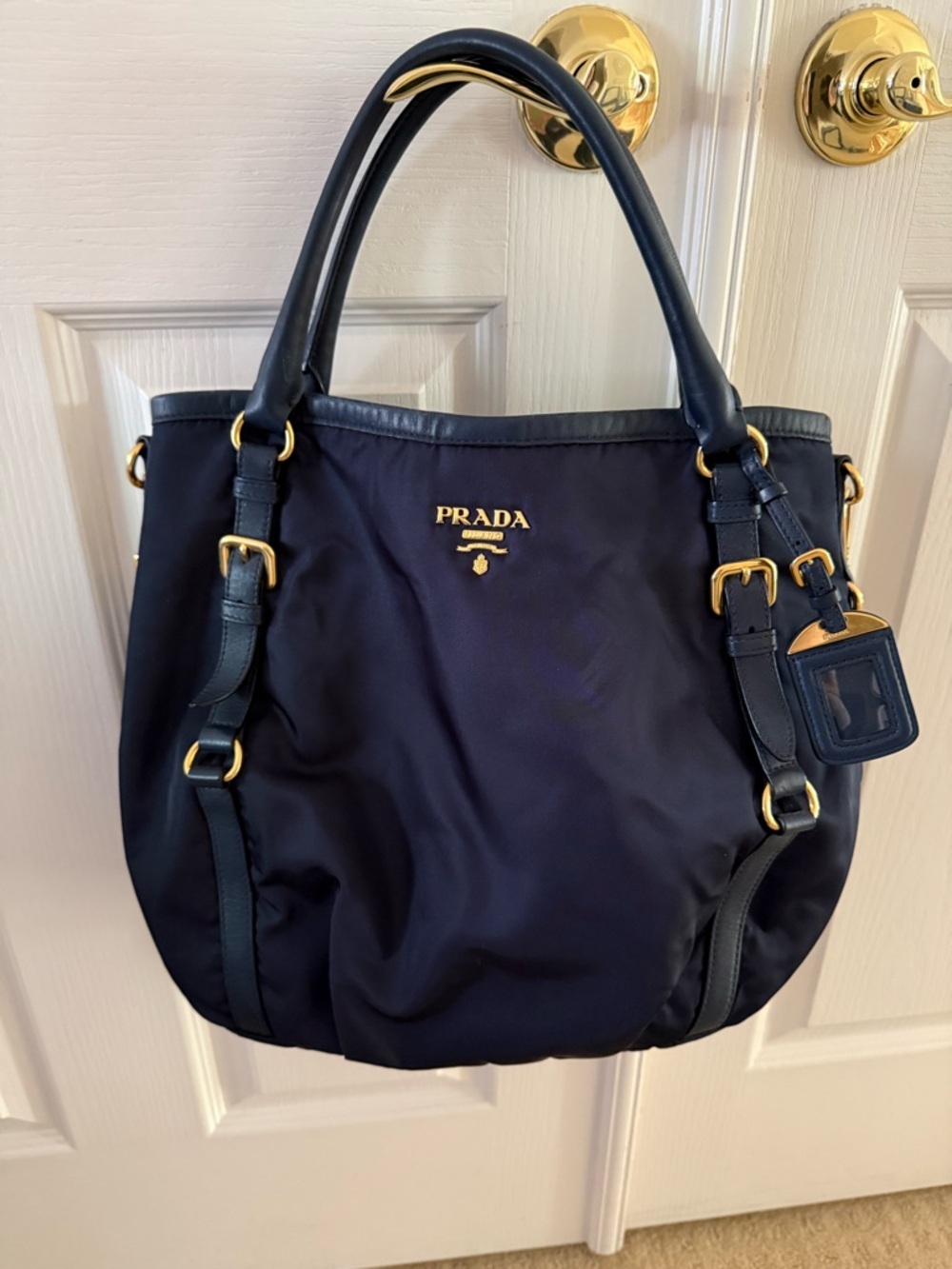 Prada Navy Nylon Tote with adjustable Shoulder Strap - Picture 3 of 6